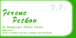 ferenc petkov business card